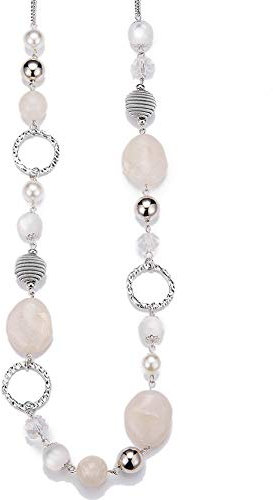 FULU AUTUMN Collana Lunga con Perline in Argento da Donna Collana Boho Lunga Bigiotteria Regali Compleanno per Lei(White)