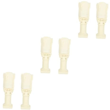 Zerodeko 6 STK Kerze Nachtlicht Griechische Säulenstatue Led Dekorative Kerzenlampenverzierung Vintage Tischlampe Kleine Schreibtischlampen Tischdekoration Harz Umgebungslicht Weiß Hochzeit