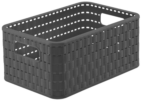 Wohnorama Korb 2er Set A5 6L Country Holzkohle schwarz von Rotho