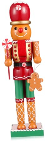 BESPORTBLE Gingerbread Man Nutcracker: Christmas Wooden Nutcracker Soldier Figurine, Xmas Gingerbread Decorations Holiday Party Table Centerpiece Decor 13.78 Inch