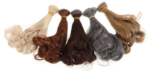 ibasenice Lockige Perücken für Babypuppen 5 Stück Perückenverlängerungen Aus Baumwollfaser für Puppen Basteln