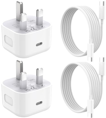 iPhone 16 15 Fast Charger, [MFi Certified] 2 PACK 20W FastUSB C Charger with 6.6ft long USB Type C to C Charging Cable cord for iPhone 16/15,iPAD/USB C Devices, UK Power Adapter (white)