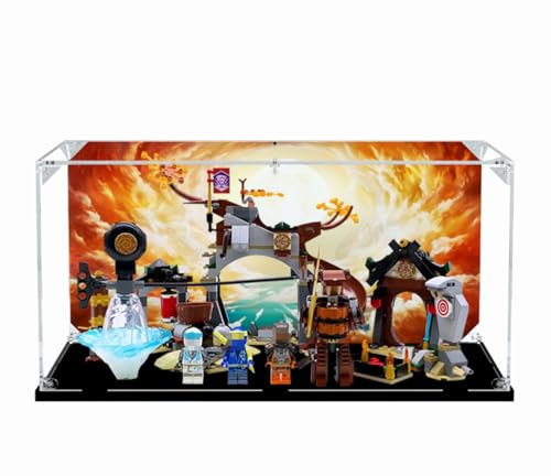 Figuren-Displaybox für LE-GO für 71764 Ninj-ago Nin-ja Trainingszentrum, Acryl, staubdicht, transparent, benutzerdefinierte Vitrine (kein Modell) (schwarz + 3 mm)