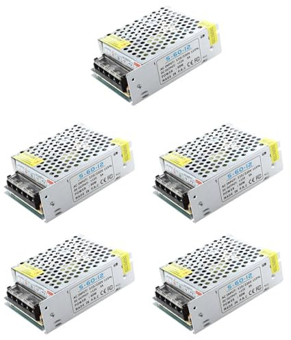 Hlxnyami 5X Caliente Transformador de Fuente de Alimentacion de Interruptor para Tira del LED 12V 5A
