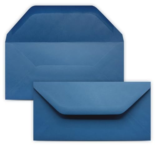 50 Briefumschläge DIN Lang Blau - 11,0 x 22,0 cm - Kuverts mit 80 g/m² - Nassklebung mit gerader Klappe - Umschläge ohne Fenster - Colours-4-you