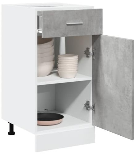 HOMTAKIE Armario de piso con cajón gris hormigón 40x46x81,5 cm aglomerado