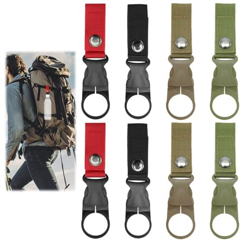 8 Pezzi Portabottiglie clip Esterno con Fibbia, Porta Bottiglia d'Acqua con Clip, Porta Bottiglie D'acqua Clips per Cintura, 4 Colori Portabottiglie da Cintura, per Campeggio, Escursioni, All'aperto