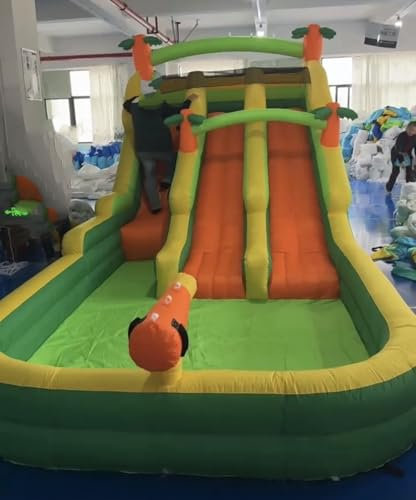 20FT Large Inflatable Water Slide Oxford Waterslides for Kids and Adults Rainforest Style Water Slide Bounce House and Swimming Pool Wet Dry Use Summer Fun Water Park for Outdoor（Including Blower