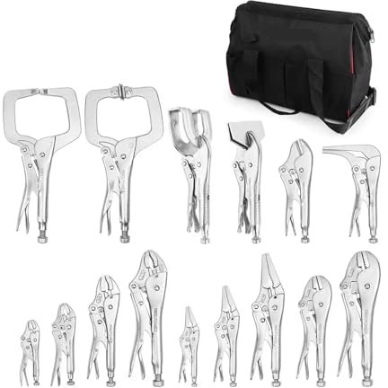 Rohraufweiter, 15-teilis Kmmzann-Set mit Werkzeugtasche, lan Nase, bone Backe, rade Backe, for Abkmmen von Bchen, U-förmi Greif- und Feststellkmmen