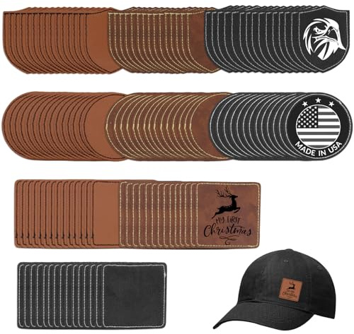 135 Stück Blanko-Lederflicken für Hüte, Kunstleder-Aufnäher mit Klebstoff, Blanko-Aufnäher zum Sticken, Nähen, Kleidung, Jacken, Rucksäcke (135)