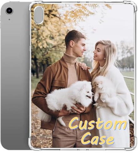 Custom Picture Case for iPad Series, iPad Pro/Air/Mini 6/7/8/9/10/11th 2018-2026 M4, Personalized Photo Text Name Tablet Cover Lightweight Soft TPU Shockproof Impact Resistant Transparent Clear