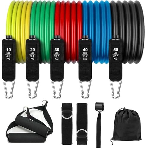 Resistance Bands Widerstandsbänder Set: 5 Widerstandsbänder Expander Tube Bands - Fitnessbänder Resistance Bands Set Klimmzugband Fitnessband Bänder für Calisthenics Pilates