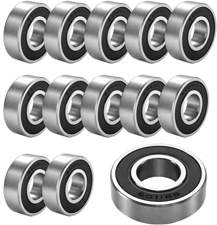 12PCS Kugellager Set 6001 1RS, 12 x 28 x 8mm, Gummi Versiegelte Rillenkugellager, Hochwertige 6001 1RS Ball Bearing, GeschüTzt, Niedrige Reibung