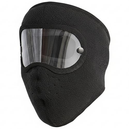 Uanqfegy Winddichte Winter-Vollgesichtsmaske mit Antibeschlag-Brille für Damen und Herren, Warmer Schutz beim Skifahren, Reiten und Outdoor-Sport
