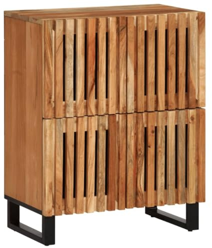 Goyphonic Sideboard 60x34x75 cm aus Massivholz Akazie, Industrie-Stil Anrichte mit 4 Türen, Robustes Aufbewahrungsschrank für Wohnzimmer, Schlafzimmer und Esszimmer