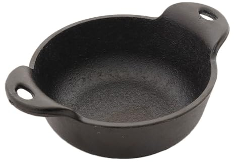 Lodge Cacerola Redonda c/Asas Cocina y Mesa Mini 0.35L Tapa Hierro Fundido, Negro