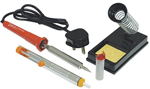 Eagle Soldering Iron Kit with 30W Round Tipped Iron, Holder with Sponge, Desolder Pump, 10g Solder Wire for DIY, Professional, School