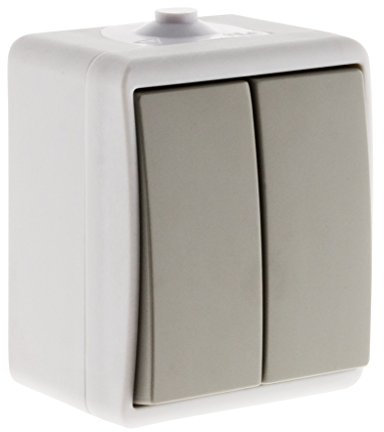 Va et vient double IP54 - - Gris clair - Zenitech