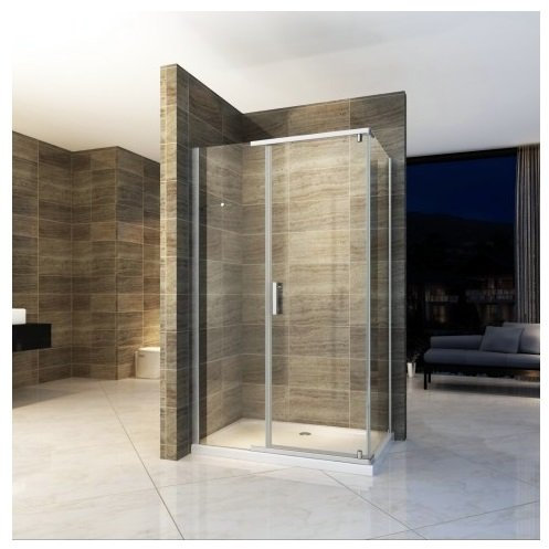 Bagno Italia Box doccia 8mm 90x120 anta fissa porta saloon battente reversibile vetro trasparente I