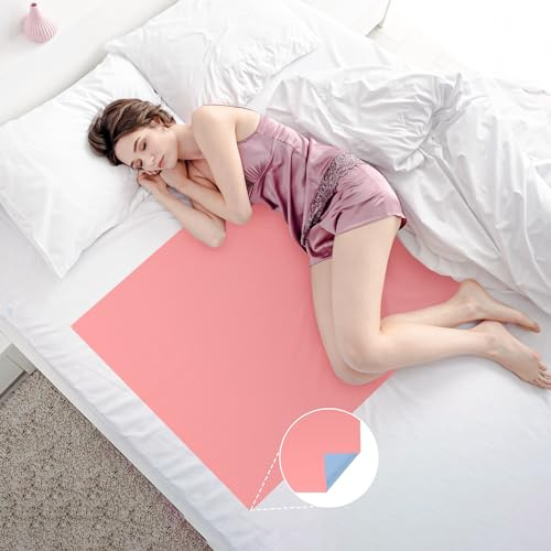 AARAM Ultrasoft Infant Waterproof Dry Rubber Bed Sheet Cover/Toddler/Adult Sleeping Mattress Protector/Urine Non-Absorbent Reusable Crib Mat (Blue and pink) (1 mtr x 2 mtr)