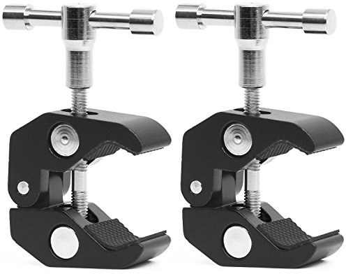 Anwenk Super Clamp w/ 1/4-20 and 3/8-16 Thread for Cameras, Lights, Umbrellas, Hooks, Shelves, Plate Glass, Cross Bars,Photo Accessories and More (2 Pack)