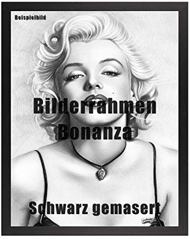 Homedecoration Bilderrahmen Bonanza Bildgröße 50 x 70 cm in Schwarz gemasert mit Acrylglas antireflex 1 mm in 52 Farben