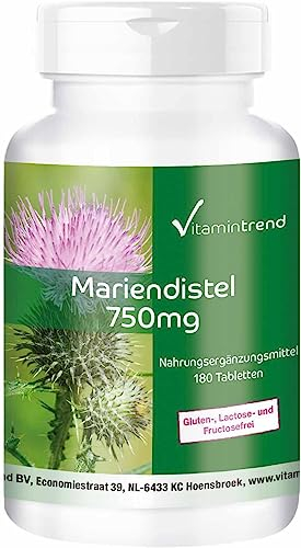 Mariendistel Extrakt 750mg - 180 vegane Tabletten - 80% Silymarin - Hochdosiert | Vitamintrend®