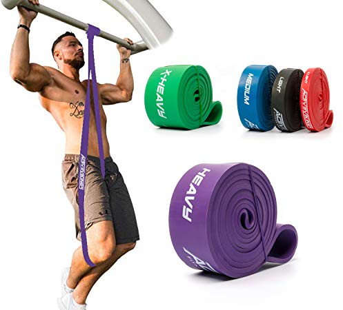 ActiveVikings® Pull-Up Fitnessbänder | Perfekt für Muskelaufbau Freeletics Calisthenics | Fitnessband Klimmzugbänder Widerstandsbänder (D - Lila : Heavy (starker Widerstand))