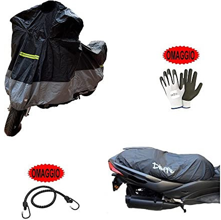 Compatible con Vespa 150 PX, Funda para Moto 232 x 100 x 125 cm + Funda para sillín 110 x 68 cm, Talla L, Funda Afelpada Impermeable antiarañazos Universal para Moto Scooter Maxiscooter