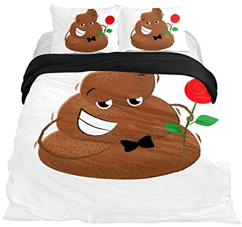 Eslifey Bettwäsche-Set für Schlafzimmer, Motiv Poop Gentleman mit Rosen, weich, 150 x 200 cm, 3-teilig, Mehrfarbig, Queen 88 x 90 9 x 29 in