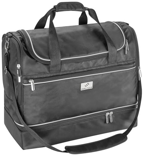 WALSER Carbags Sporttasche für Auto, Wasserabweisende Trainingstasche, Fußballtasche 45L - 35x30x40cm schwarz 29975
