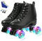 Wilverz Rollschuhe, doppelreihig, höhenverstellbar, für Innen- und Außenbereich, Rollschuhe für Erwachsene, Unisex, Schwarzes Blitzrad, 43=UK: 8.5