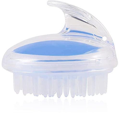 Masaje de silicona para el cuero cabelludo para la ducha, cepillos de pelo, cuidado profundo para el cabello, uso de cepillo masajeador para la familia, ducha de mascotas (azul)