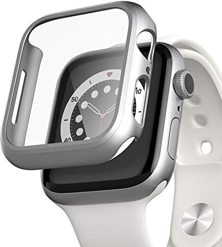 PZOZ Compatible con Apple Watch Series 6/5/4/SE Protector de pantalla, iWatch PC Case Película de PET Protector de parachoques compatible con i Watch Smartwatch Accesorios (40 mm, plata)