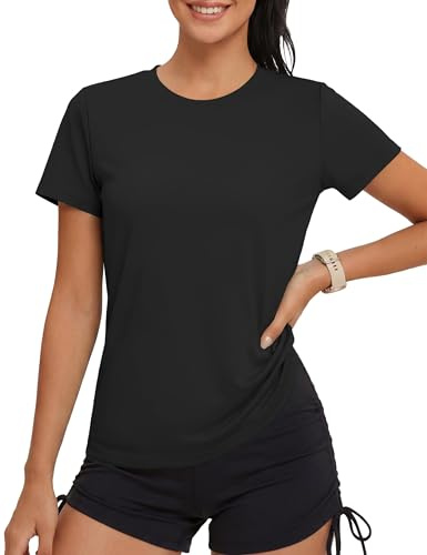 MAGCOMSEN Ropa Deportiva Mujer Camiseta Deporte Protección Solar UPF 50+ UV Camiseta Ligera de Verano Yoga Pilates Running Manga Corta Tops