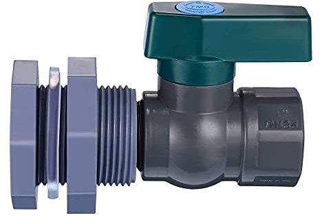 Zebery PVC-Zapfhahn-Set, 2,5 cm (1 Zoll), Einstellbarer Eimerhahn, 3/4 Zoll (1,9 cm) Regentonnen-Ventil mit Schottverschraubung, Adapter für Wassertanks, Aquarien, Wannen, Pools