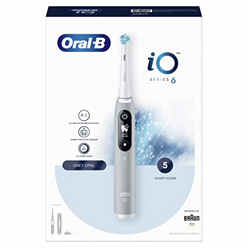 Oral-B iO 6 elektrische Zahnb眉rste, 1 grauer Griff, 1 b眉rste, 1 Reiseetui, Schwarz und Wei脽