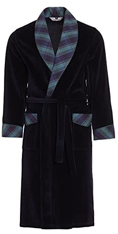 Robe de chambre pour hommes Revise Vasco RE-104 Velours – Bleu foncé 1035 - M
