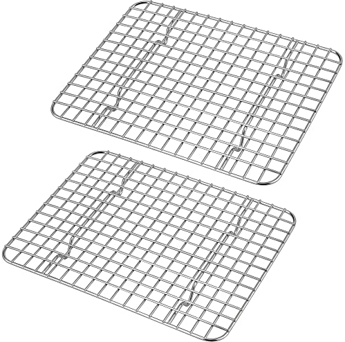Joyfair Lot de 2 grilles de refroidissement en acier inoxydable Petites grilles de refroidissement rectangulaires pour cuissonrefroidissementfrituregrillade 24,8 cm x 19 cm x 2 cm Sain et