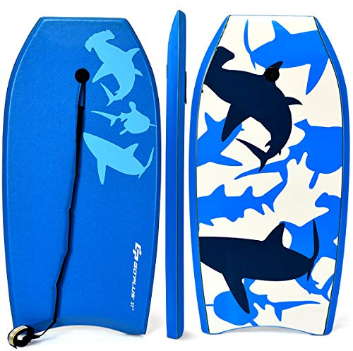 COSTWAY Bodyboard, Schwimmbrett Schwimmboard, Surfbrett Kinder, Surfboard, Sup-Board (83x47x5,5cm, Meerblau)