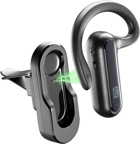 cellularline | CAR FLAT | Auricolare Bluetooth Mono con Supporto Auto da Bocchette di Areazione o Adesivo - Talk Time: 6 ore - Ricarica : 1.5 ore - Portata: 10mt, Nero, Universale