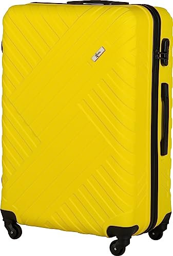 Xonic Design Reisekoffer - ABS Hartschalen Koffer mit 360° Leichtlauf-Rollen - hochwertiger Trolley mit Zahlenschloss in M-L-XL oder Set (Gelb, XL)