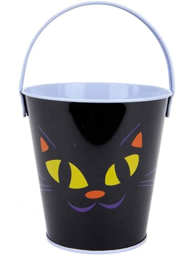 VFM - Halloween Sweets Bucket Trick Or Treat Tin Halloween Candy Bucket, Cat Design