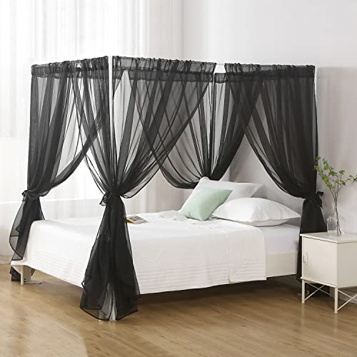 WANFASO Betthimmel aus Chiffon, Prinzessin, Gothic-Stil, Baldachin, Bettvorhänge für Mädchen, Baldachin Vorhänge für Doppelbett