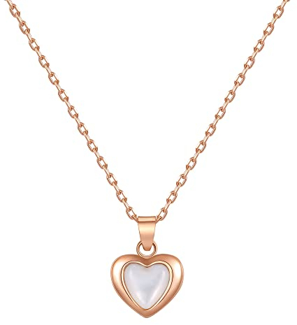 LOUISA SECRET MUTTERTAGSGESCHENK Kette Damen Rosegold Geschichtet Anhänger mit Cubic Zirkonia Mutter-of-Pearl Herz Halsketten Damen Schmuck Geburtstags Geschenk für Sie Valentinstag