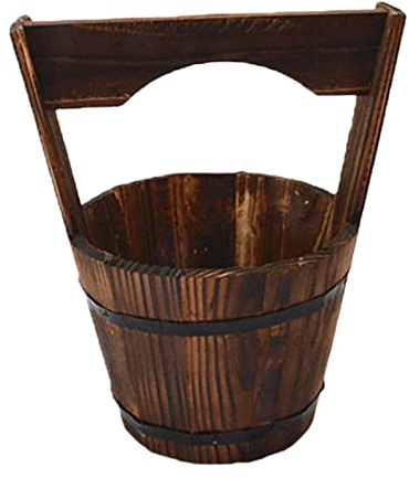 Sloane Kleiner Pflanzkübel aus Holz - Kleine Fass-Pflanzgefäße für Pflanzen im Freien,Outdoor-Veranda-Blumentopf mit Griff, Blumentopf aus Holz für Gemüse, Obst, Blumen