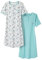Damart - Lot De 2 Chemises De Nuit Jersey Pur Coton Peigné Femme Lot Bleu Feuillage Taille S
