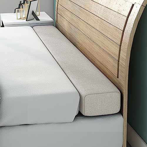 NENIUX Bettbrücke, Wandspaltfüller, Kopfteil, gepolsterte Matratzenverlängerung, Armlehnenkissen, Stützkissen für Sofa, Queen/King-Bett, mit abnehmbarem Bezug, 200 x 12 x 8 cm, Beige