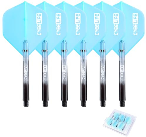CyeeLife Dart Flight & PC Schäfte Set mit 12 stück O Ringe aus Metall,Dart zubehör,6er-Set (48mm) (Blau, 48mm)