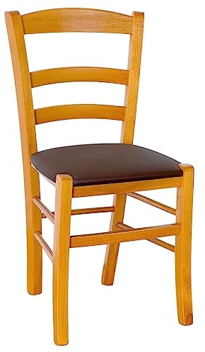 okAffareFatto di Zimbardi Costanza Kirsche Kirsche Holz Stuhl mit gepolstertem Sitz braun
